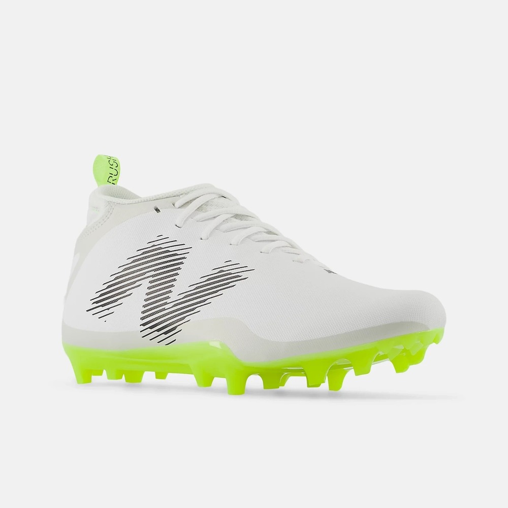 New Balance® (Men's 10 D) Rush™ v4 MID Lacrosse Cleats in White/Hi-Lite
